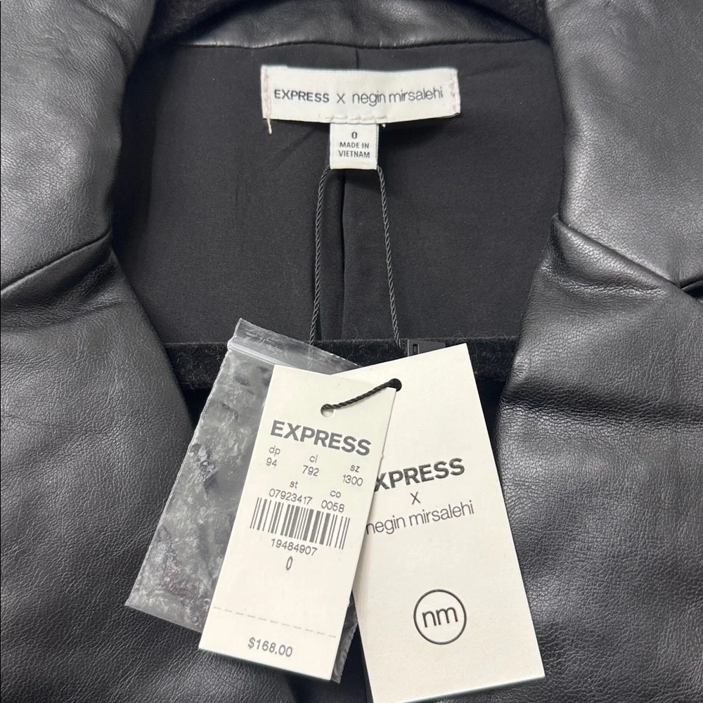 NWT EXPRESS X NEGIN MIRSALEHI BLACK VEGAN LEATHER MINI DRESS - Picture 6 of 9